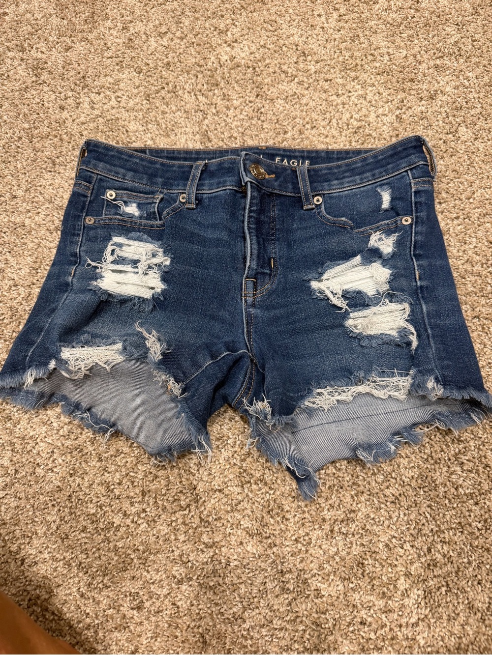 American Eagle Outfitters Distressed Dark Indigo Denim Cutoff Shorts